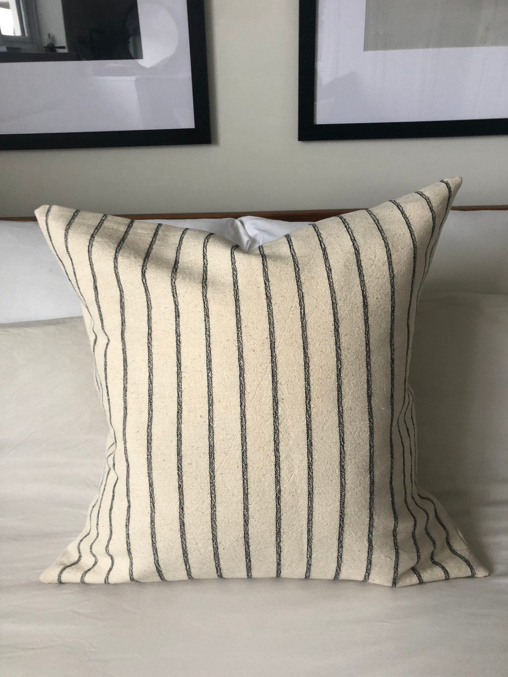 Neutral and black stripe cushion cover: envelope reverse