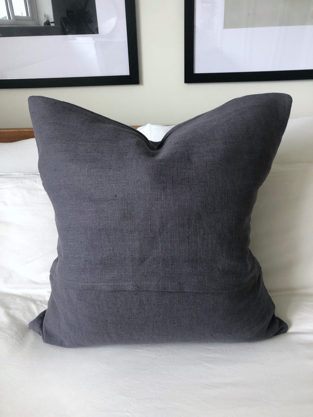 Grey French Linen Cushion Cover, Minimalist Throw Pillow Sham