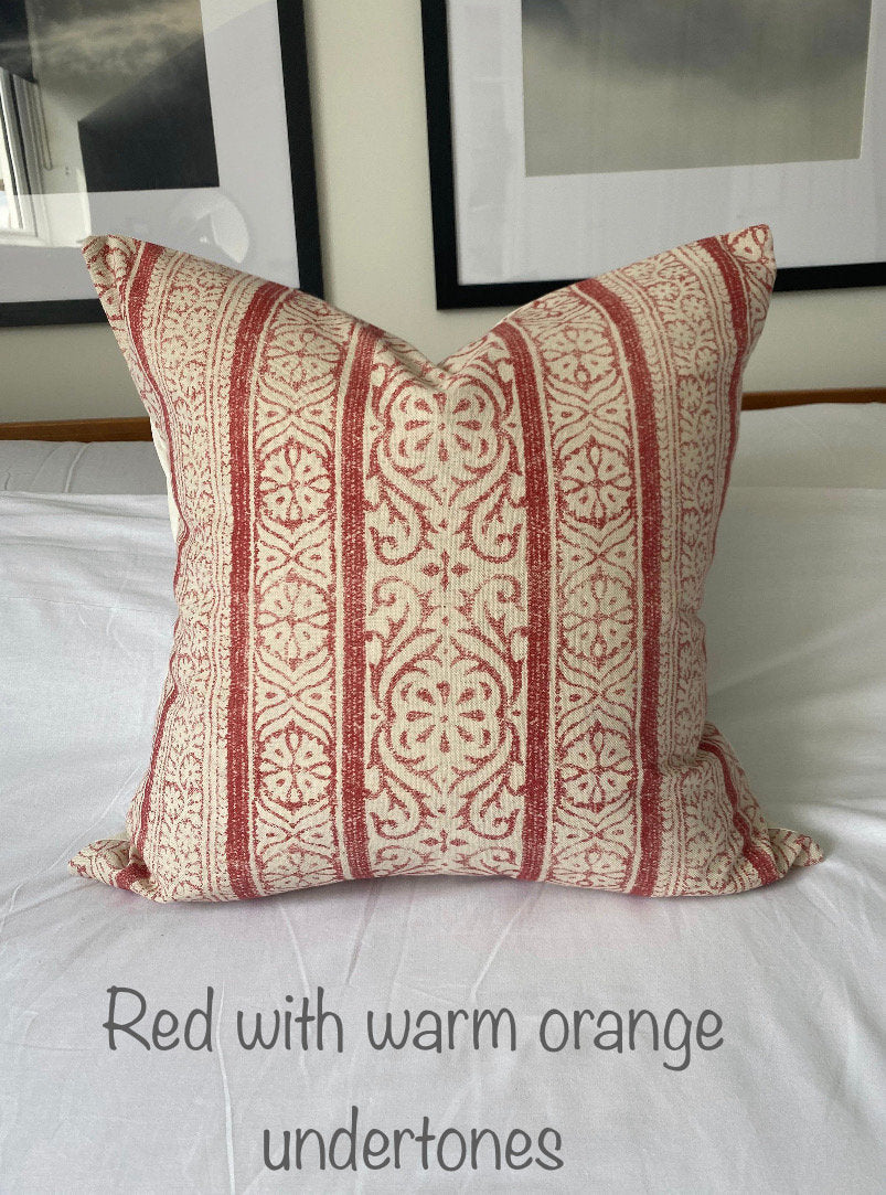 red vintage striped cushion cover, farmhouse style decoration