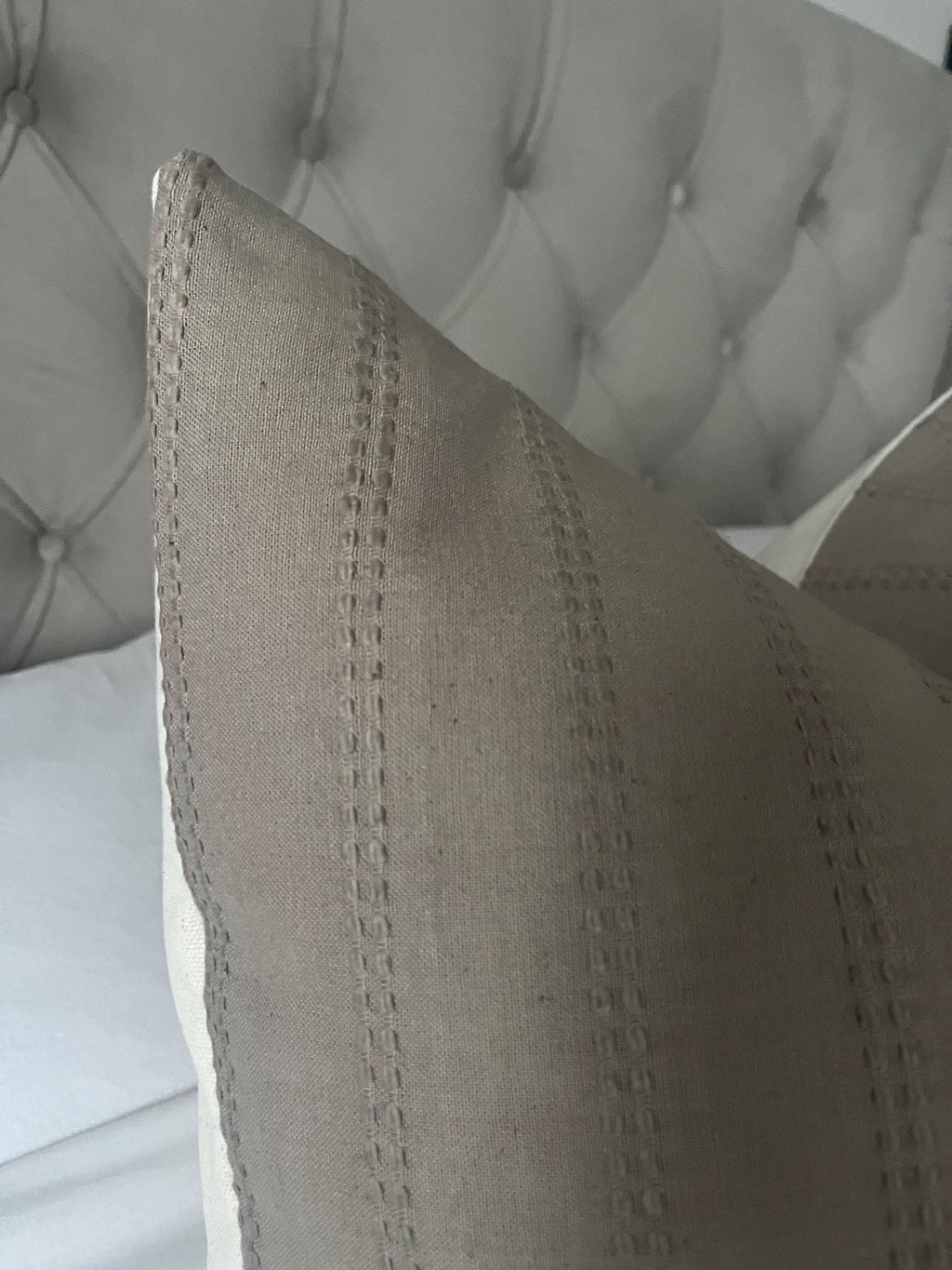 Dark beige striped pillow cover, mocha brown throw cushions, taupe cushion covers