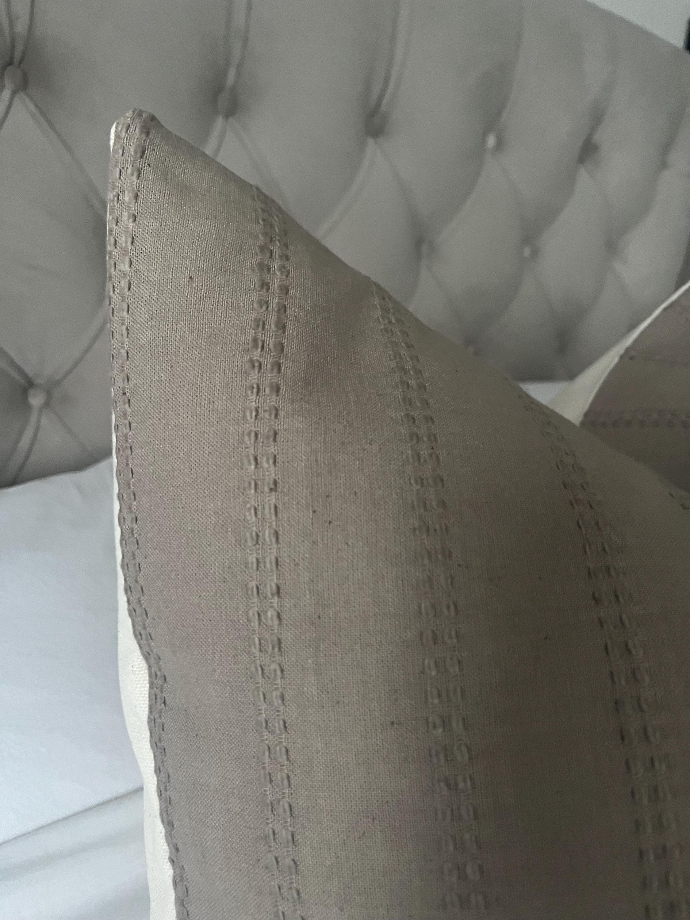 Dark beige striped pillow cover, mocha brown throw cushions, taupe cushion covers