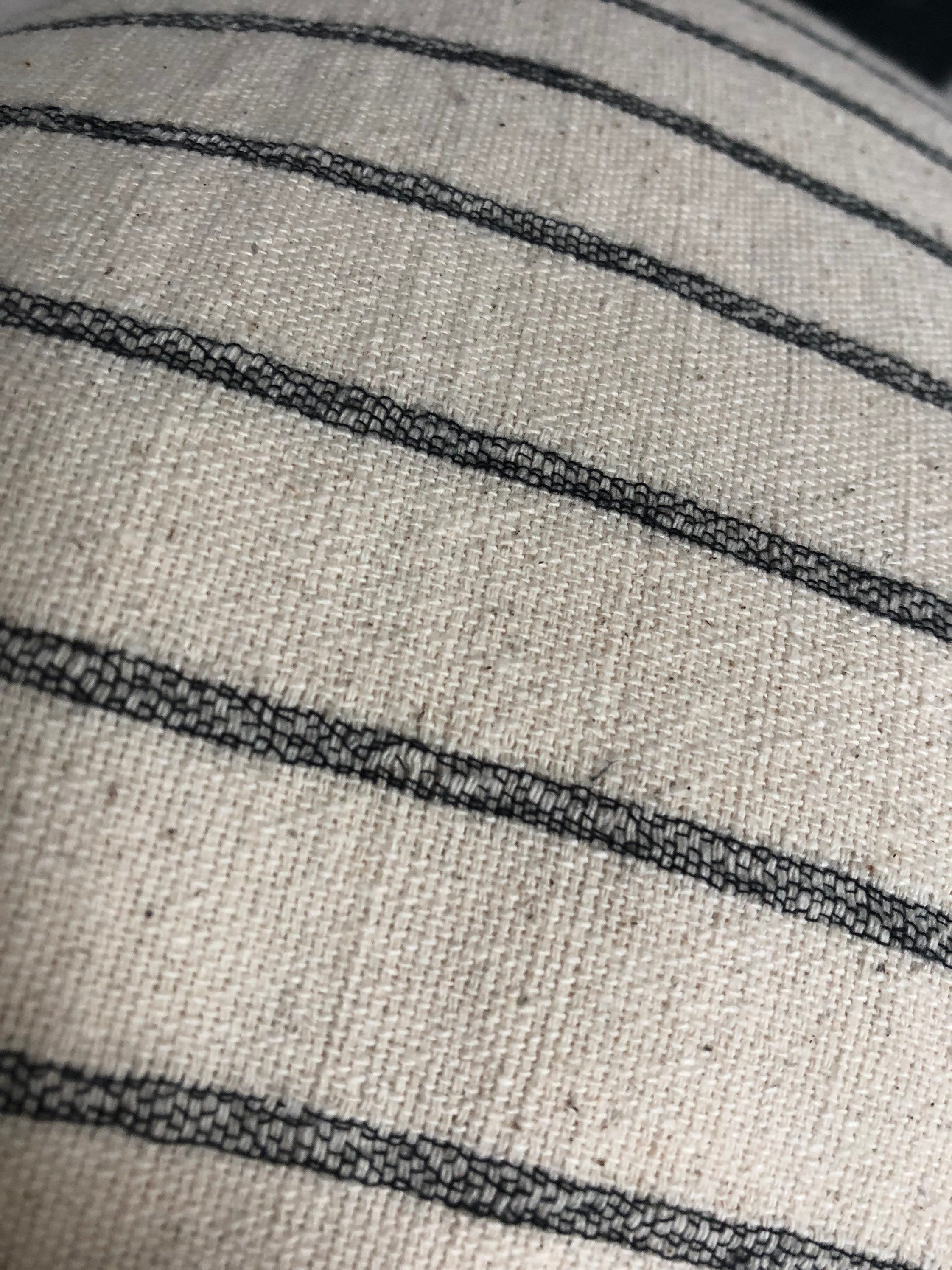 Neutral and black stripe cushion cover: envelope reverse