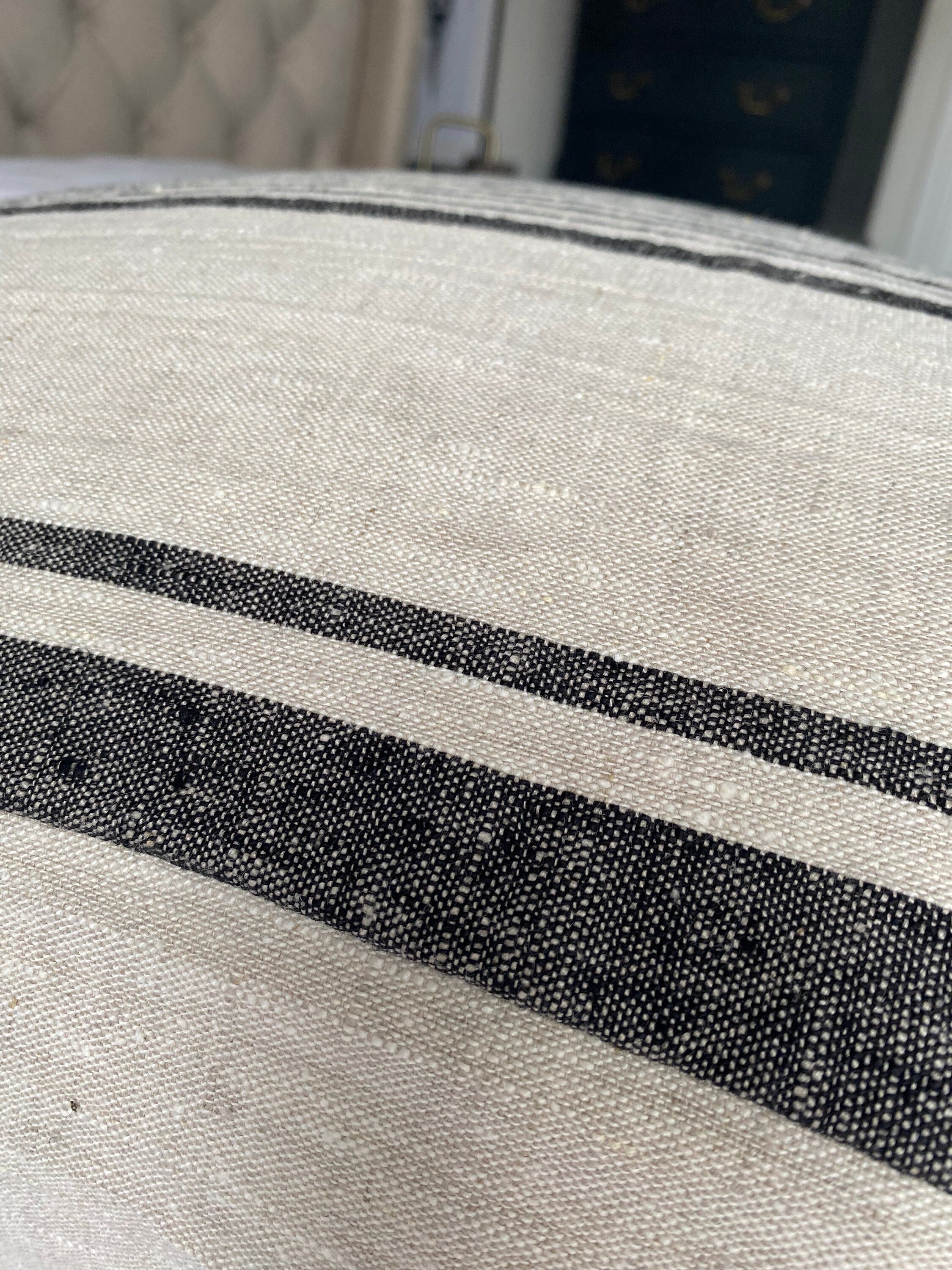 Stripe bolster pillow cover, extra large lumbar throw cover, boho home decor, neutral woven cotton cushion,