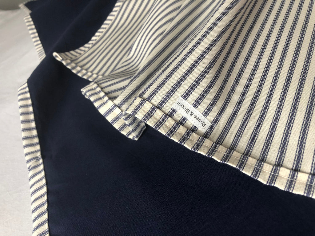 Navy Blue Ticking Stripe Throw Blanket – coastal home decor