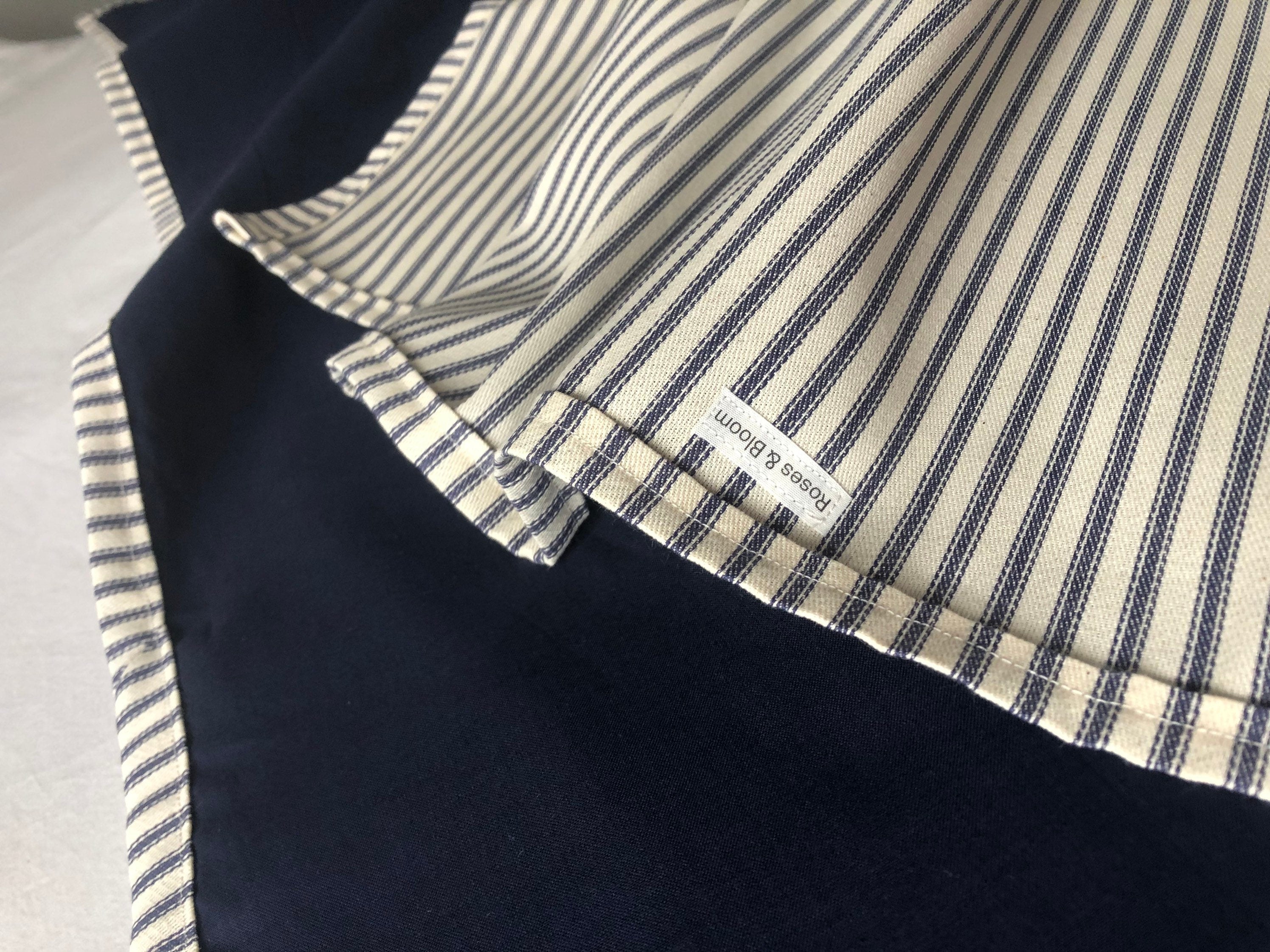 Navy Blue Ticking Stripe Throw Blanket – coastal home decor