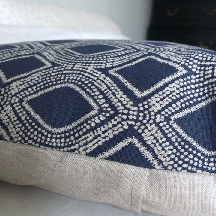 Navy Art Deco Pillow Cover, Geo Print Decorative Throw Pillow
