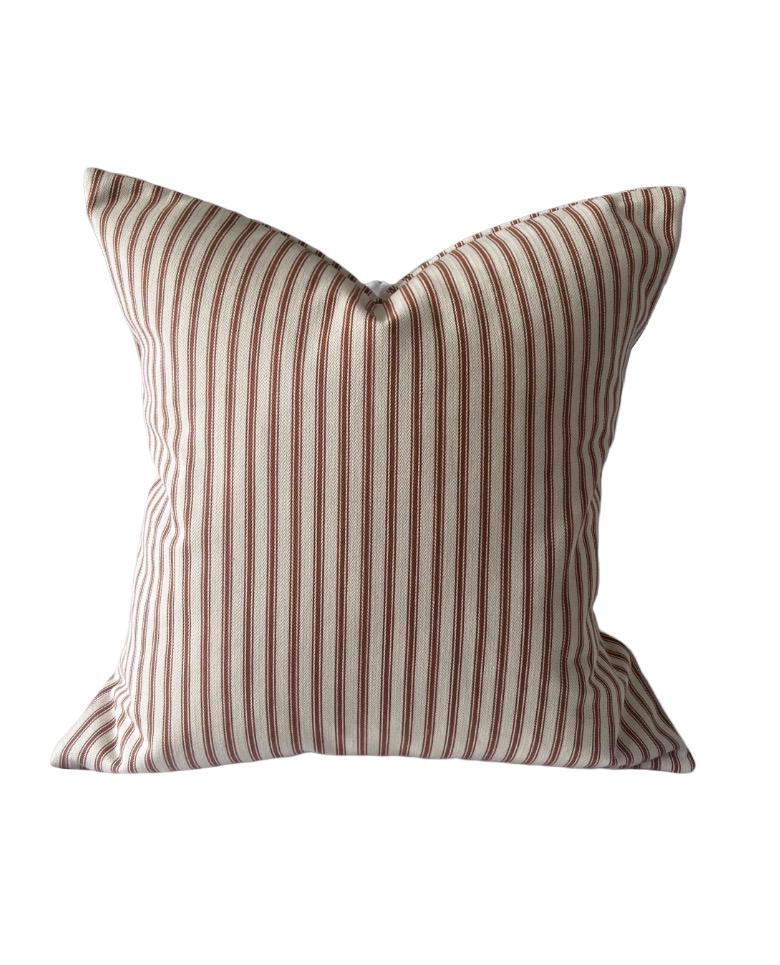 Burnt Orange Stripe Pillow Cover, French Country Cushion, Farmhouse Decor