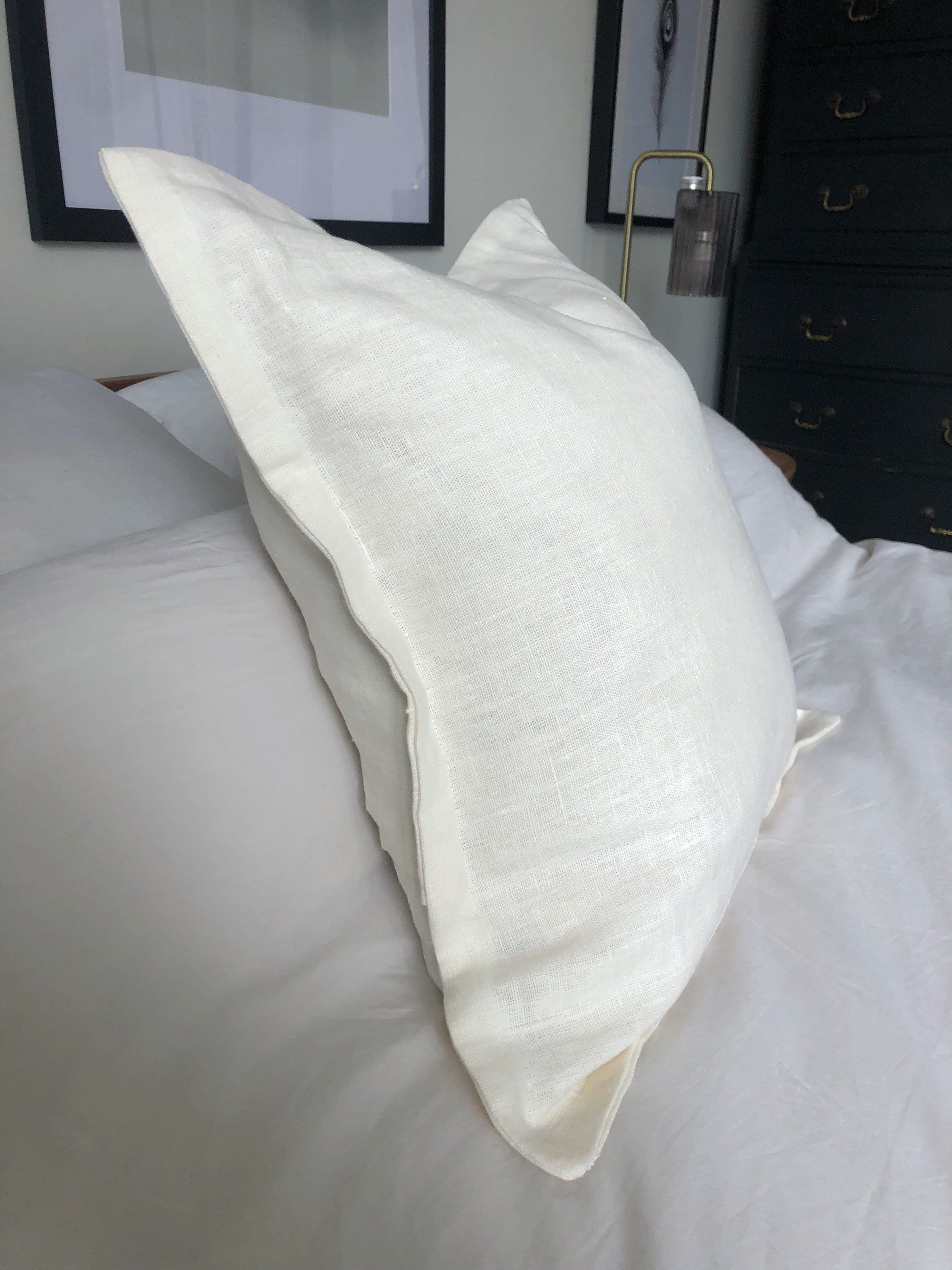 Cream Linen Cushion Cover, French Vintage Style, Oxford Edging