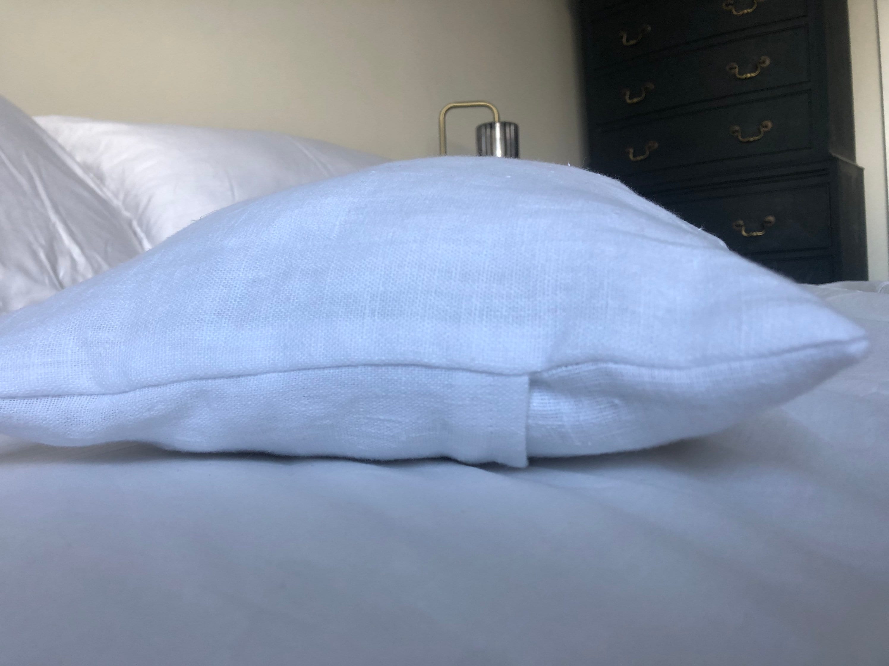 White French Linen Pillow Cover, Farmhouse Cushion, Bolster Pillow