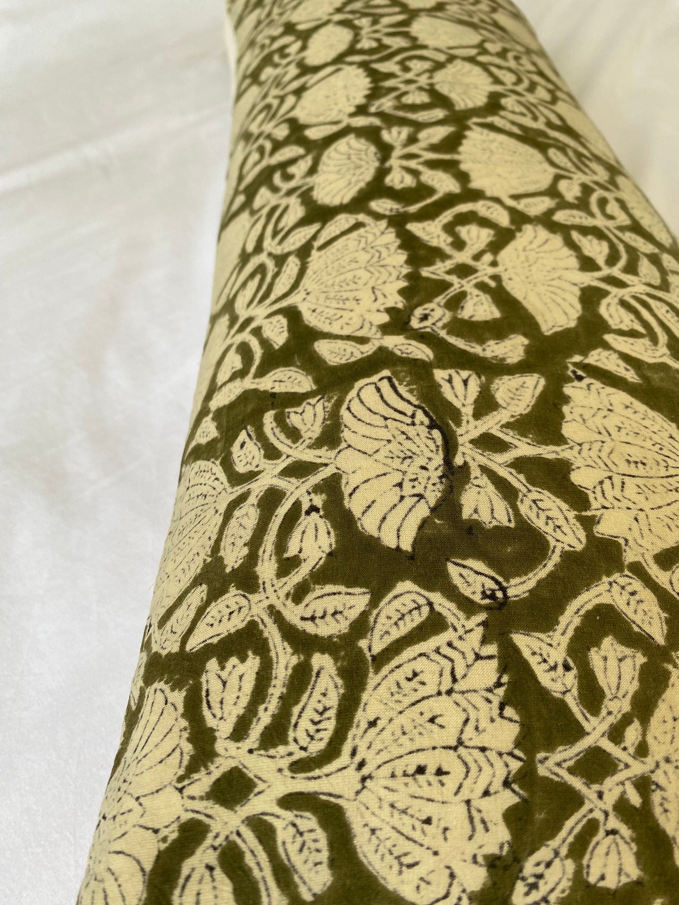 Block Print lumbar cushion cover; with organic cotton reverse