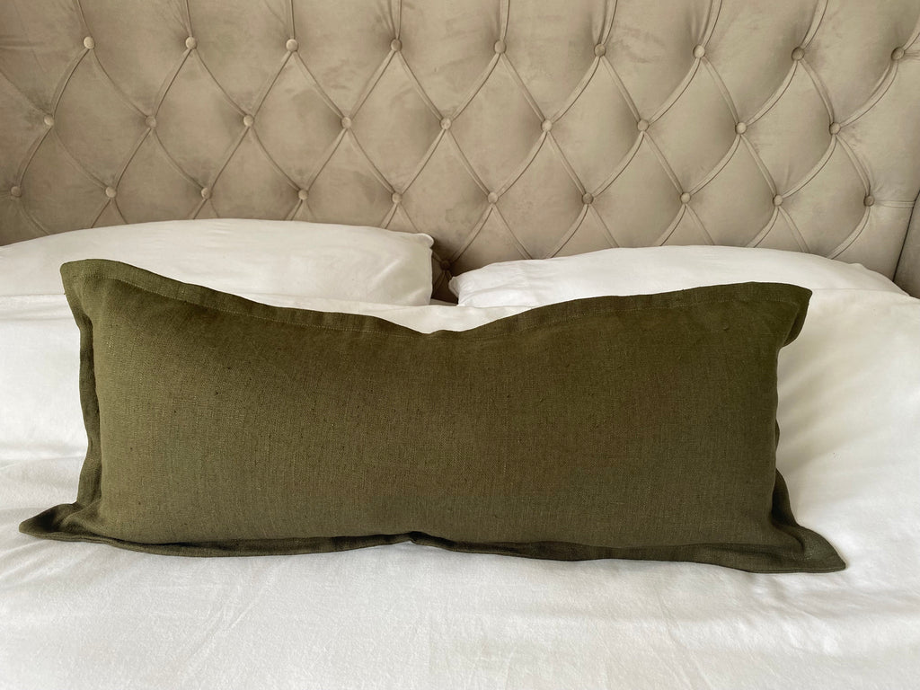 Olive green long lumber cushion cover, farmhouse home decor
