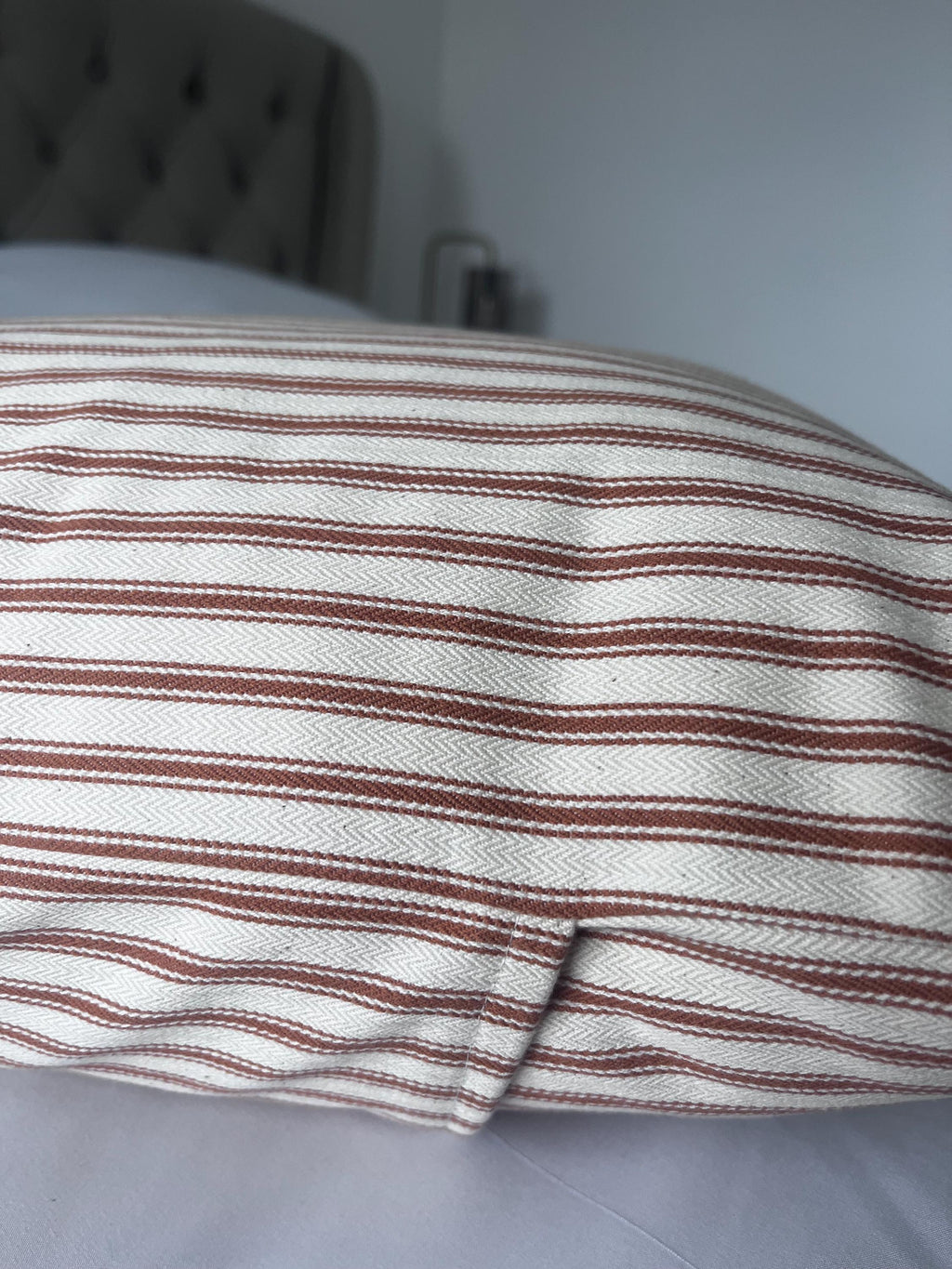 Burnt Orange Stripe Pillow Cover, French Country Cushion, Farmhouse Decor