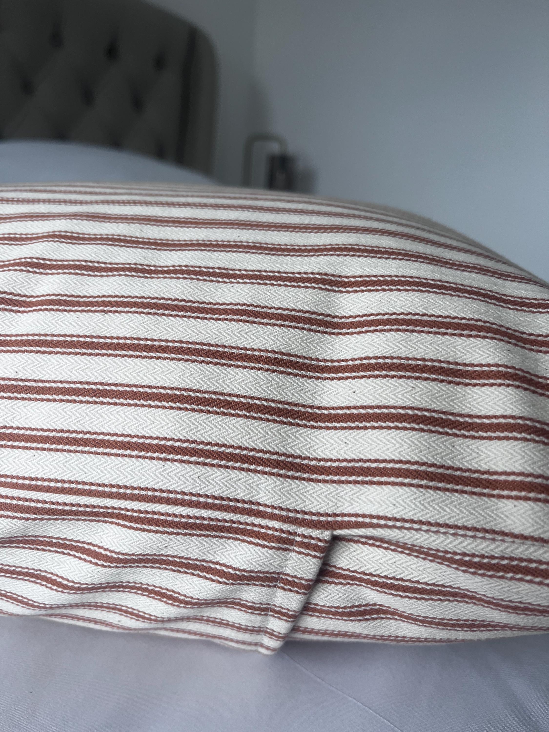 Burnt Orange Stripe Pillow Cover, French Country Cushion, Farmhouse Decor