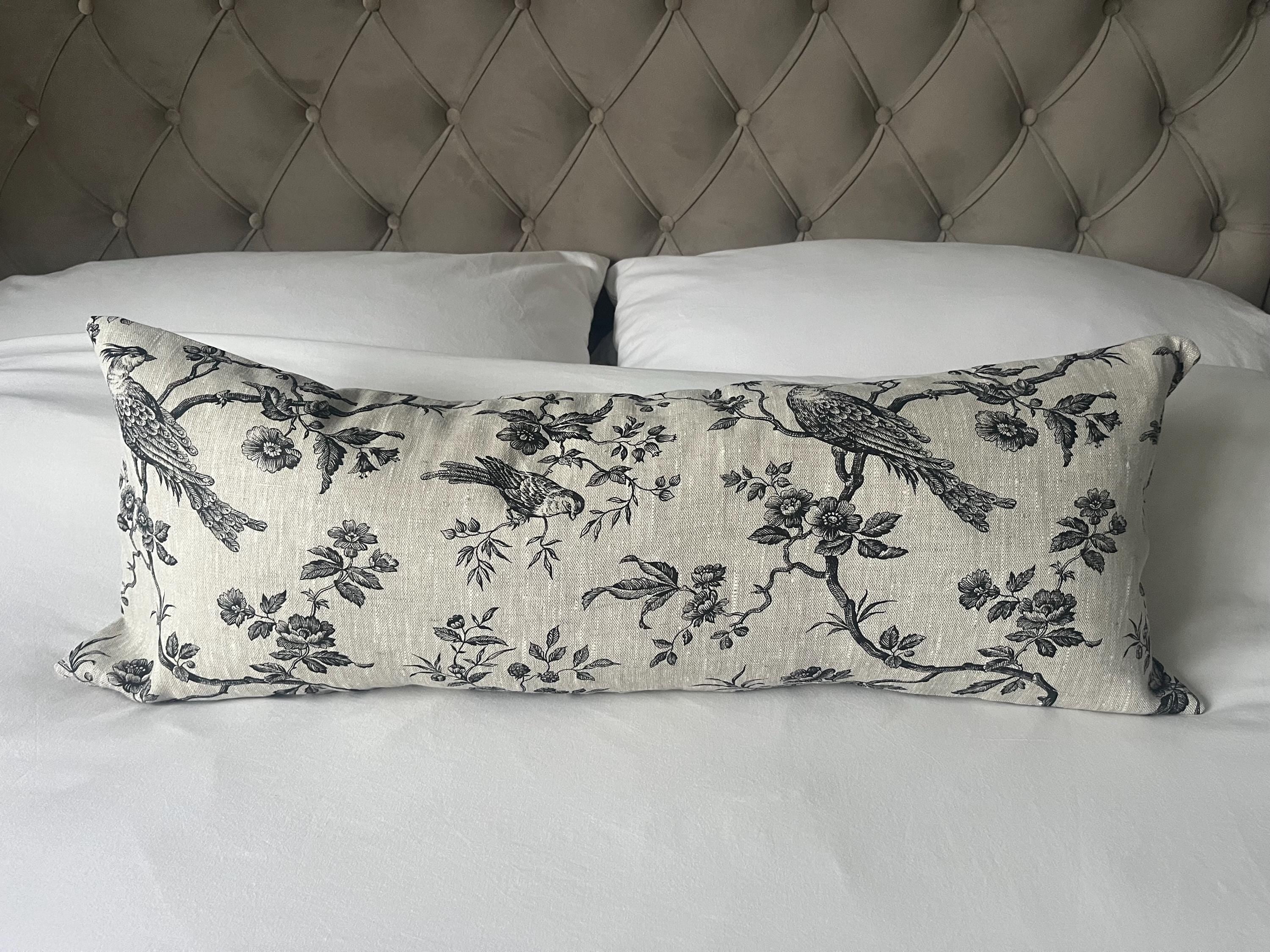 French Country Linen Pillow Cover, Black Toile de Jouy, Farmhouse Decor