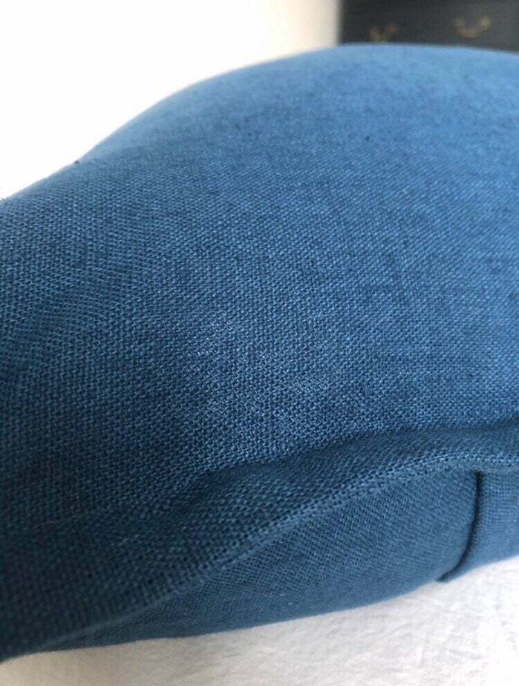 Petrol Blue Linen Cushion Cover with Envelope Closure