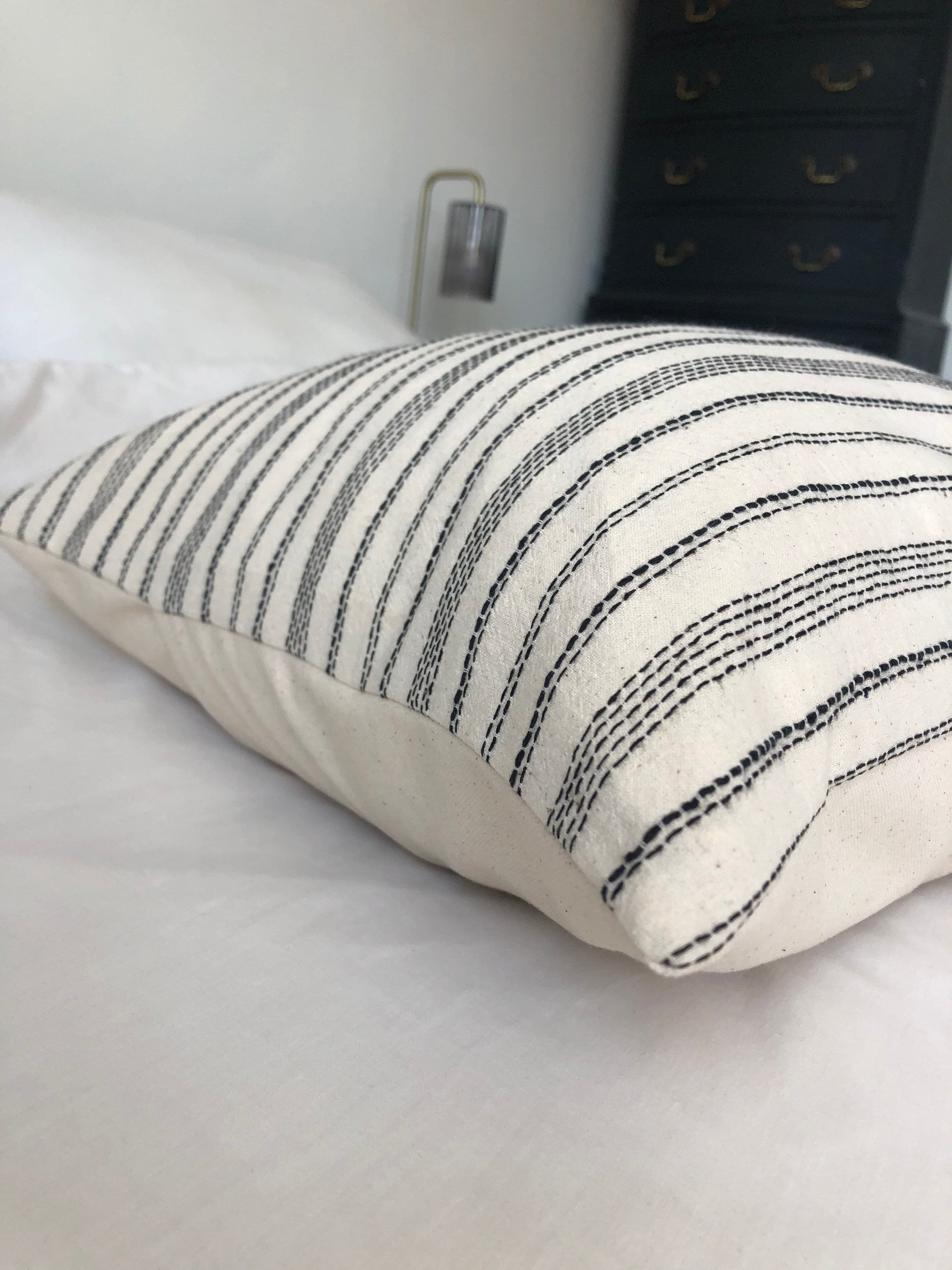 Bohemian striped cream cushion cover