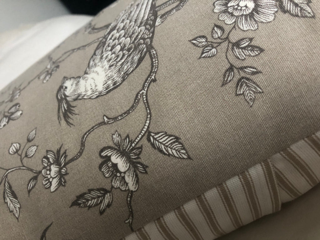 French Vintage Toile de Jouy Cushion Cover, Beige Linen Pillow
