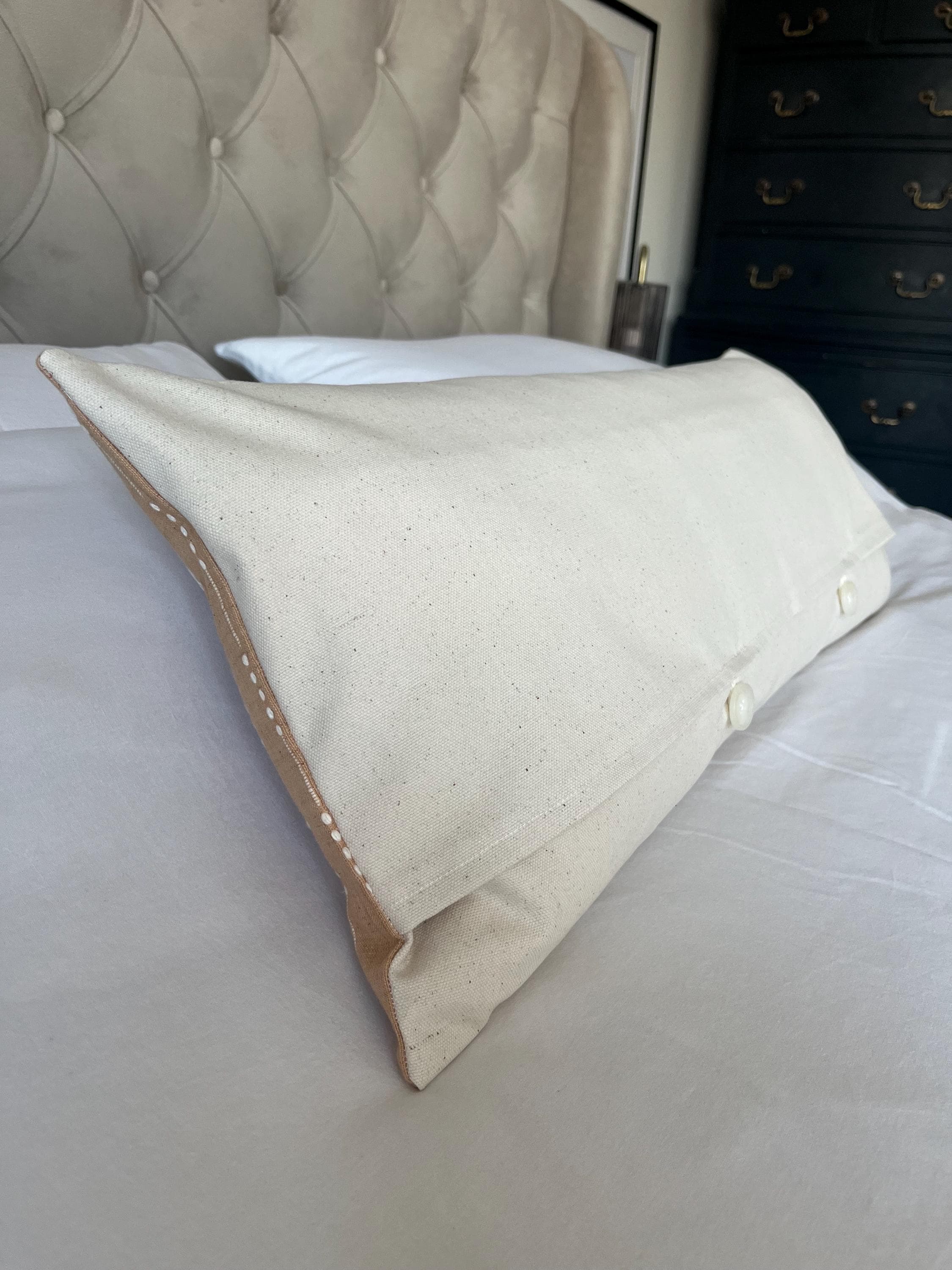 pale tan long lumbar cushion cover, this caramel pillow comes with an envelope reverse