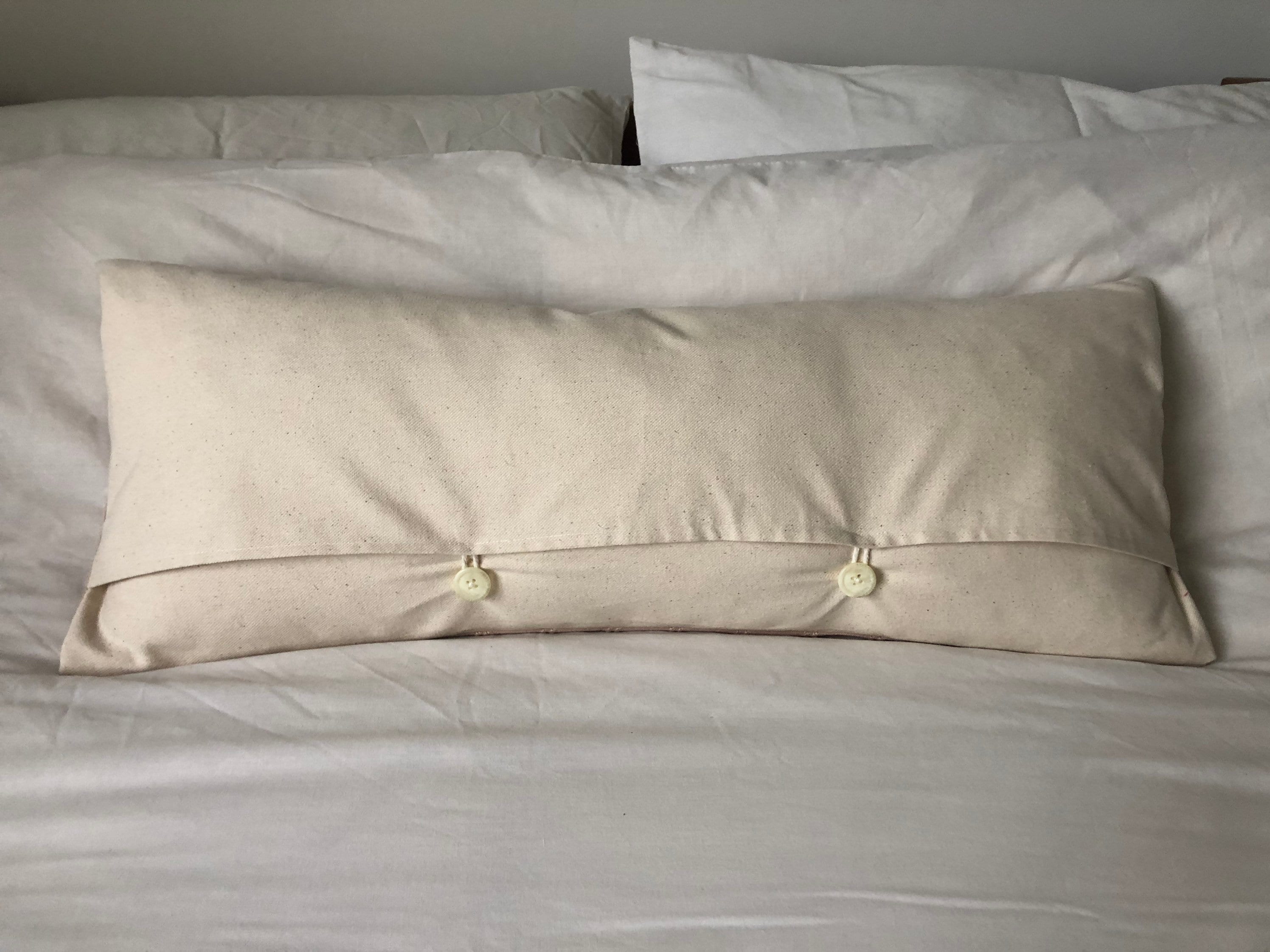 Blush Pink Bolster Pillow Cover, Neutral Stripe Organic Cotton Lumbar Cushion