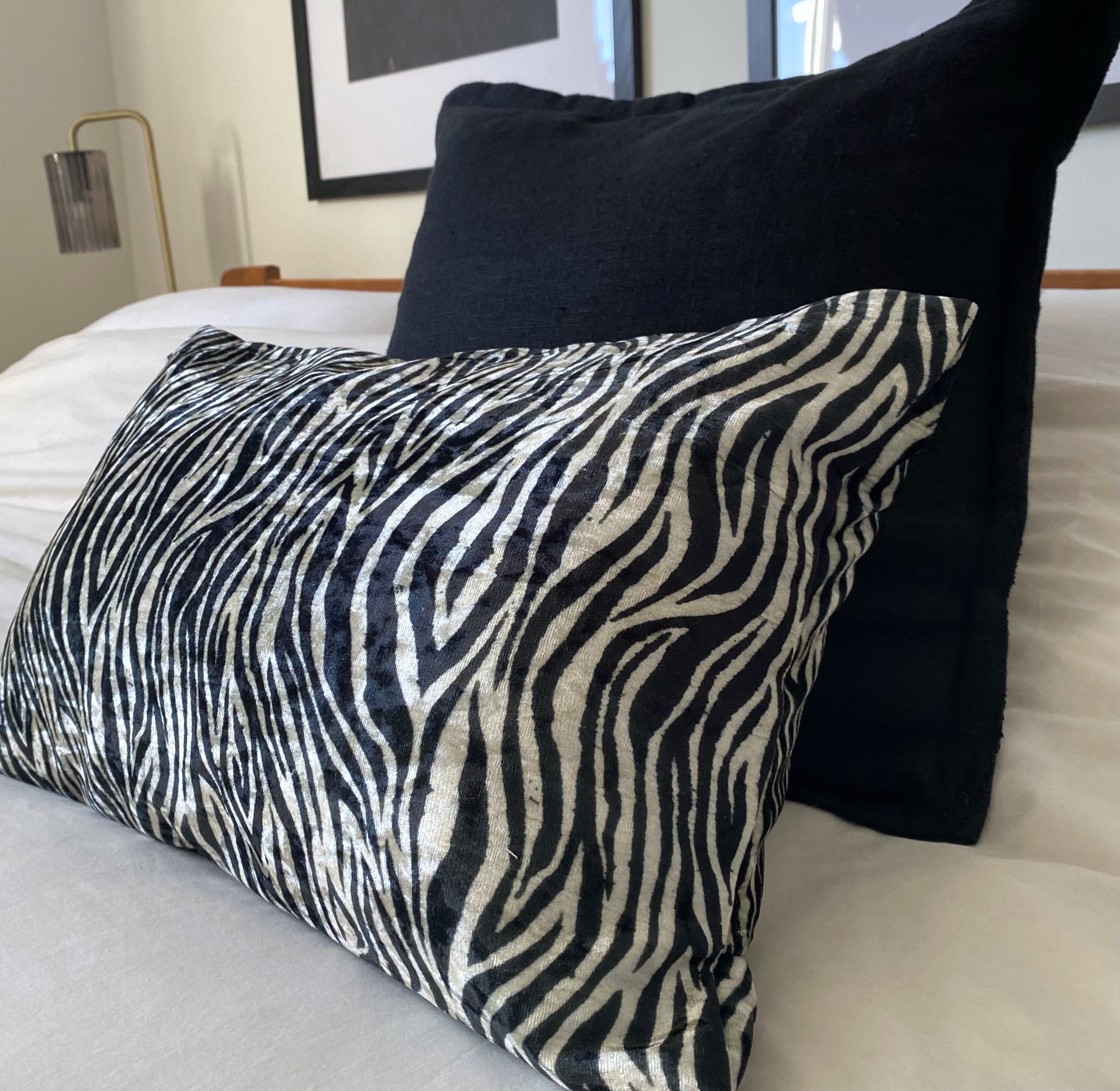 Zebra Print Velvet Pillow Cover: Eclectic Home Decor