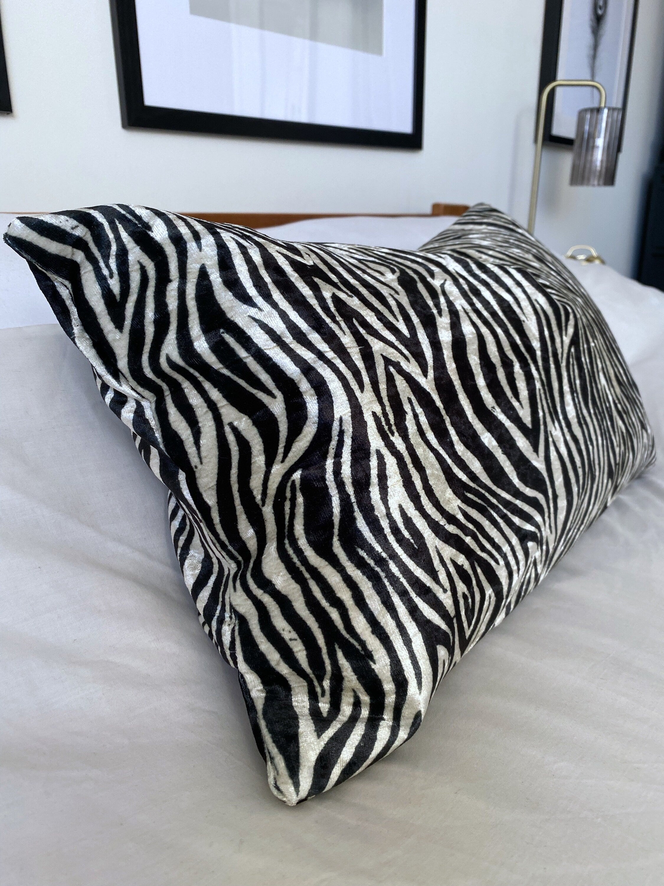 Zebra Print Velvet Pillow Cover: Eclectic Home Decor