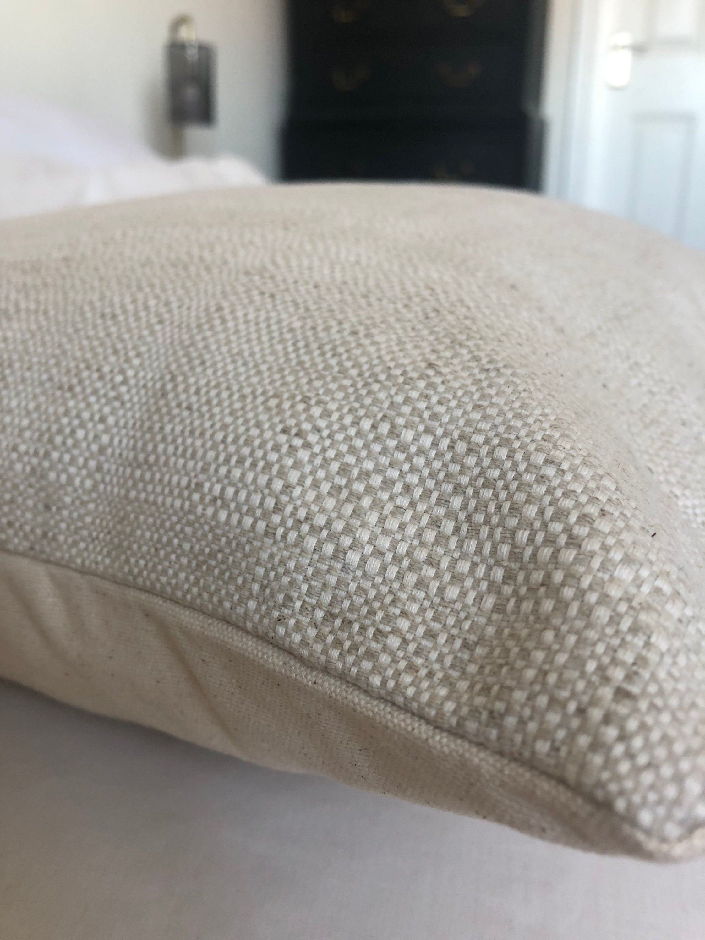 Textured Woven Cushion Cover: Ivory Beige Linen Bamboo, Scandinavian Decor